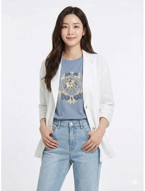 크로커다일레이디 화이트 냉감 소재 루즈핏 캐주얼 심플 자켓 CLCMJK102