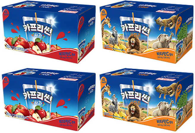 카프리썬 사과 200ml 10입 2개 + 사파리 200ml 10입 2개 (총 40개), 카프리썬 사과 200ml, 10입 , 2개 + 사파리