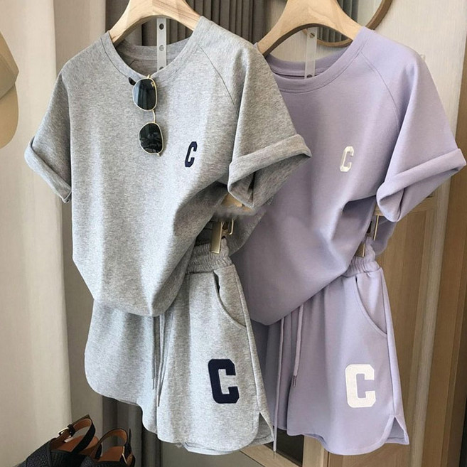 LND 스포티C 반팔 반바지 세트 여름 츄리닝 여성 운동 hsm+9214Cl