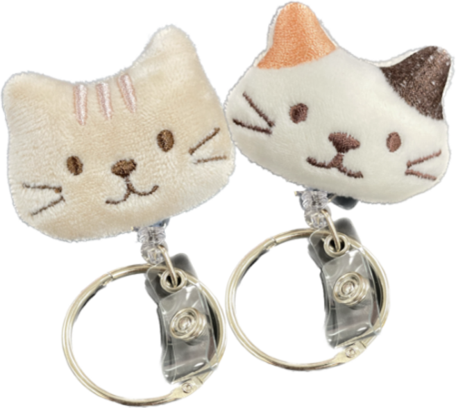 인형 캐릭터 사원증 명찰 테이프걸이 릴홀더 세트, 1세트, 삼색냥이+세줄냥이