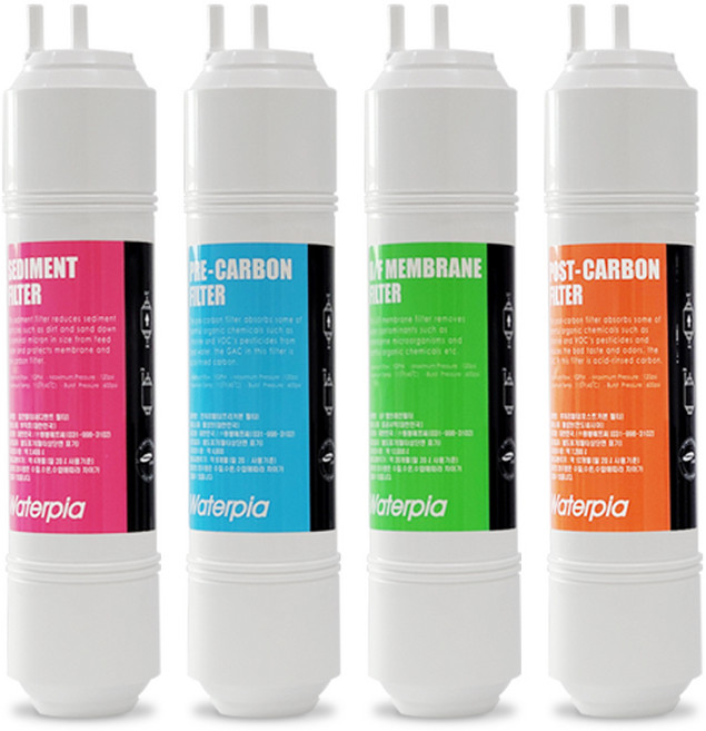 정품 원봉 워터피아 일반 정수기 필터 12인치 한방향 약30cm, 01_1회세트(1+1+1+1=4개)