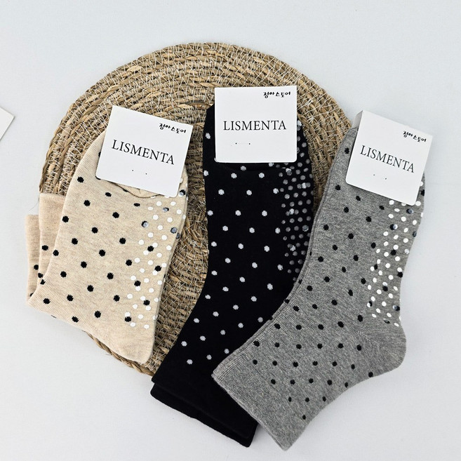정아스토어 여성 도트 무압박 미끄럼방지 양말 5켤레