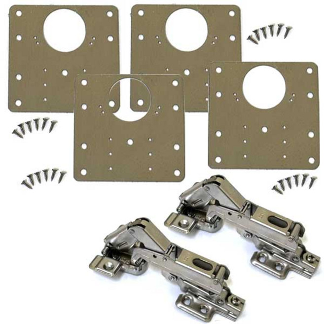 문주 180도 아웃도어경첩 사각보강판 세트 싱크대 장롱 문짝 수리 보강 플레이트, 1세트