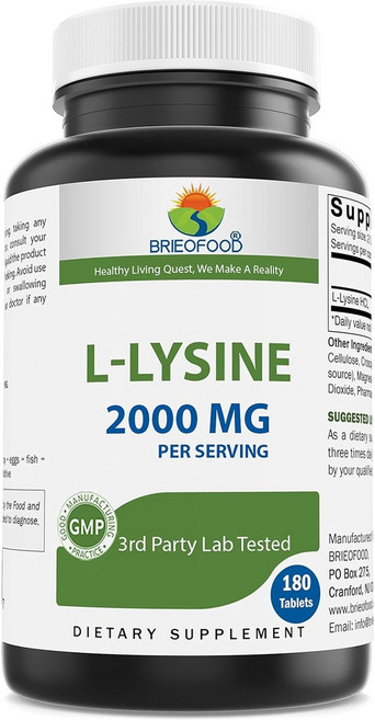 L-라이신 HCL 정제 2000mg 고함량 180정 3개월분 대용량 미국산 L-Lysine, L-라이신  2000mg  180정, 1개