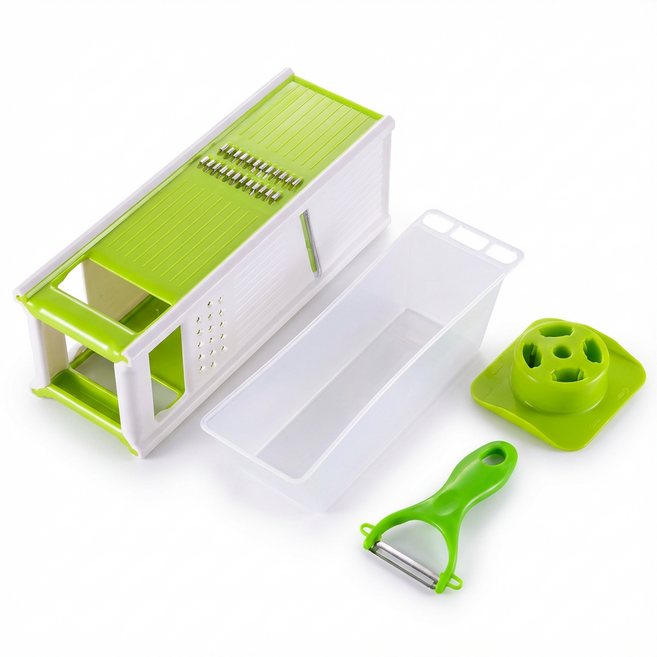 5 in 1가정용 채칼세트 다기능 채썰기 손보호 야채 절단기, 녹색, 1세트