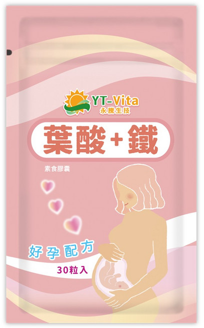 YT-Vita 永騰生技 葉酸+鐵膠囊, 1個, 30顆