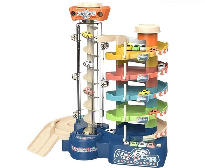 電動升降立體停車場 城市軌道汽車組, 旋轉滑道停車場玩具, 1套