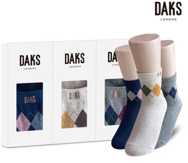 닥스양말 숙녀 무압박단목 사선체크3족세트(24481)