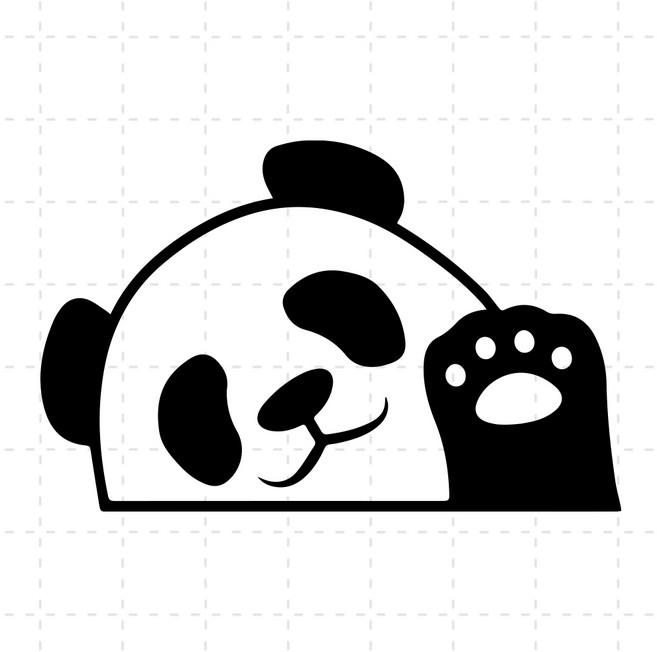 일상의품격 아기 판다 귀여운 곰 차량 데코 스크레치 커버 스티커 팬더 데칼 차량용스티커, B타입 (대), 1개, 블랙