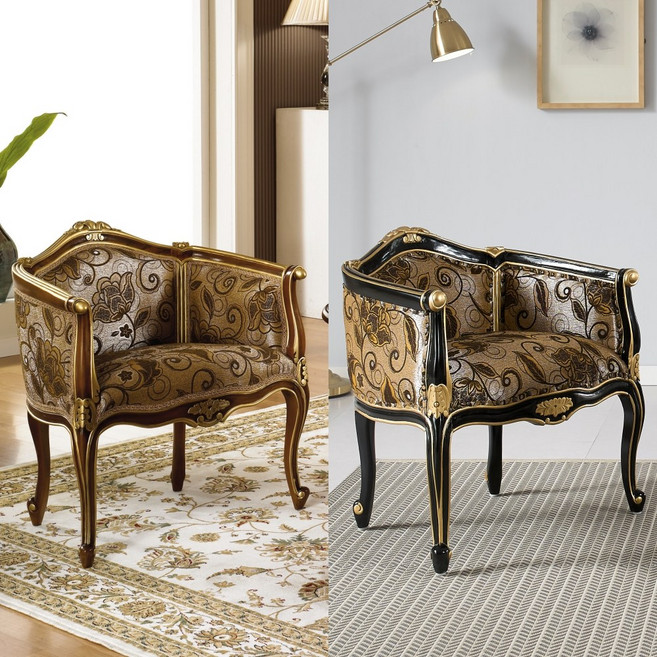 SL겔러리 브론즈B 2색 엔틱골드 블랙골드 호텔인테리어 유럽풍 엔틱원목의자, 1개