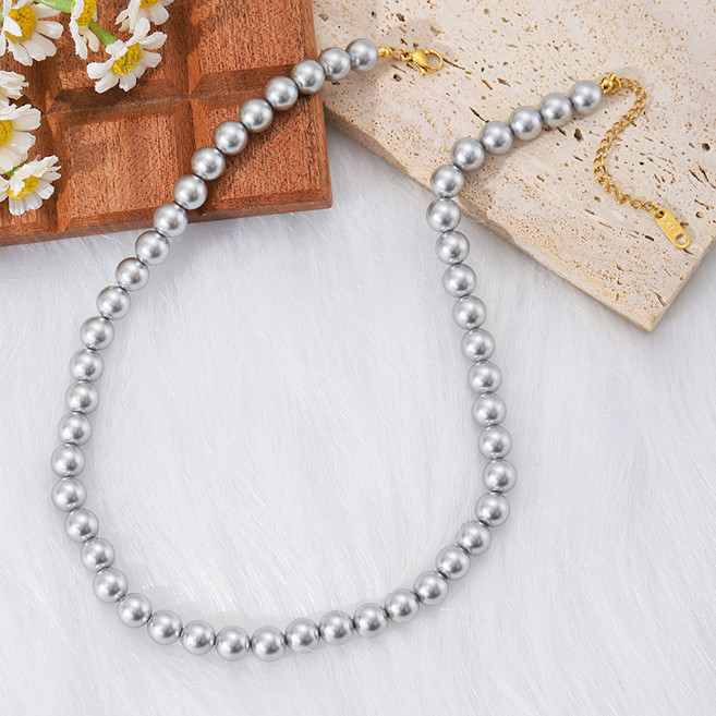 백송 루미아 고혹 차콜 진주 목걸이 클래식 심플 단아 흑진주 베이직 데일리 패션 코디