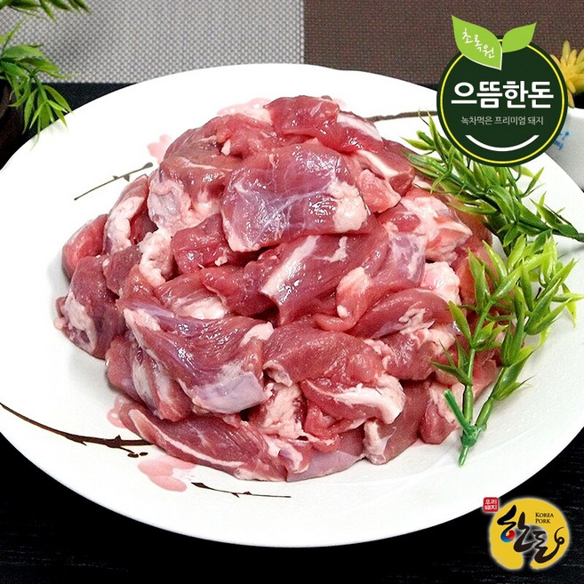 [으뜸한돈] 국내산 한돈 냉장 찌개용 돼지고기 500g+500g, 1개
