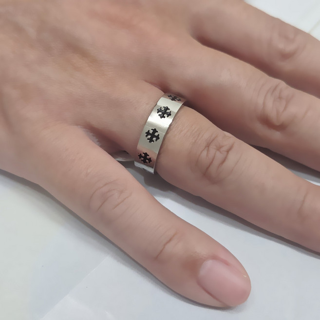 [골드러쉬] R220 반지 십자가 커플링 스틸반지 남녀공용 엔틱남자패션링