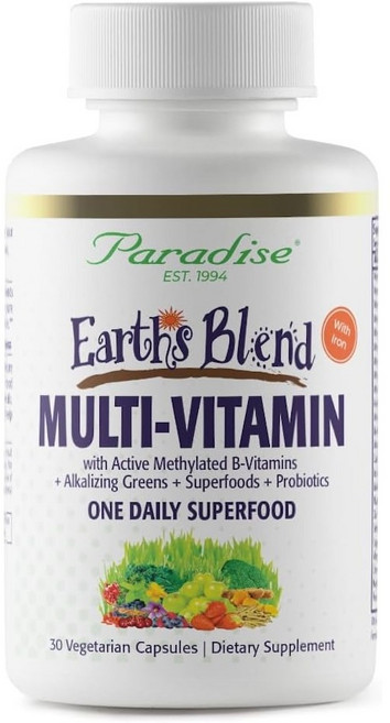 파라다이스허브즈 얼스 블렌드 원 데일리 슈퍼푸드 멀티비타민 아이언 베지테리안 캡슐, 30정, 1개