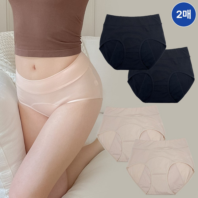 들뜨지 않는 여성용 면 안심 빅사이즈 위생팬티 2매입