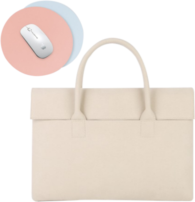 가죽마우스패드 + 루미에르 노트북 가방 맥북 파우치, 베이지, 1개