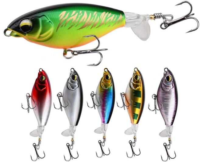 파워풀 플로퍼 80mm 6개세트 탑워터 프롭베이트 버징 하드베이트 배스 루어, 10g, 6개, 혼합 색상 - 쿠팡