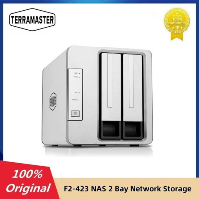 테라마스터 F2-423 NAS 2베이 네트워크 서버 클라우드 인텔 쿼드 코어 CPU 4GB RAM DDR4 (디스크 없음), 01 아무도, 1개