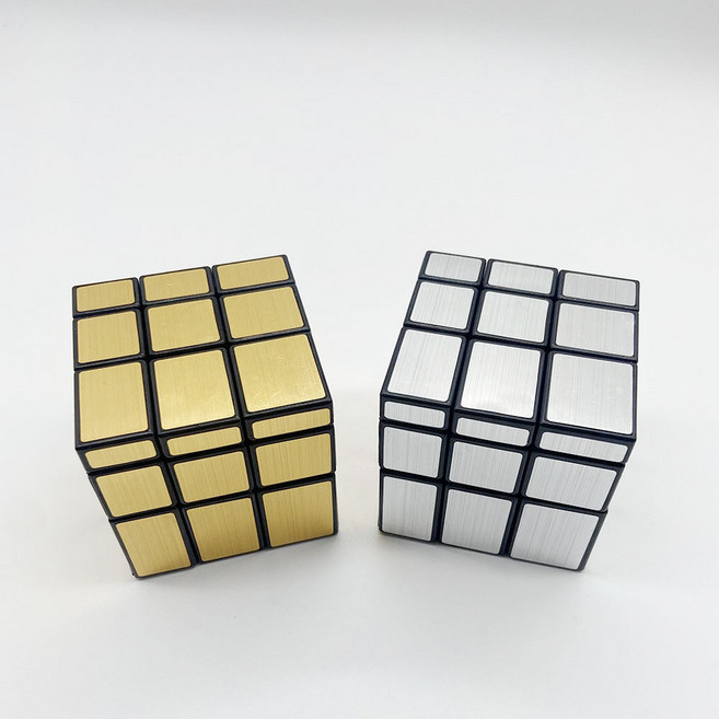 매직큐브 3x3 프리미엄 미러 큐브 33 퍼즐 333 Mirror 실버 골드, 1개