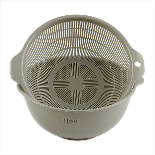 일본 나카야 이중채반(M) 1.5L K584 선택1 (채반 볼 한세트 믹싱볼), 연브라운, 1개