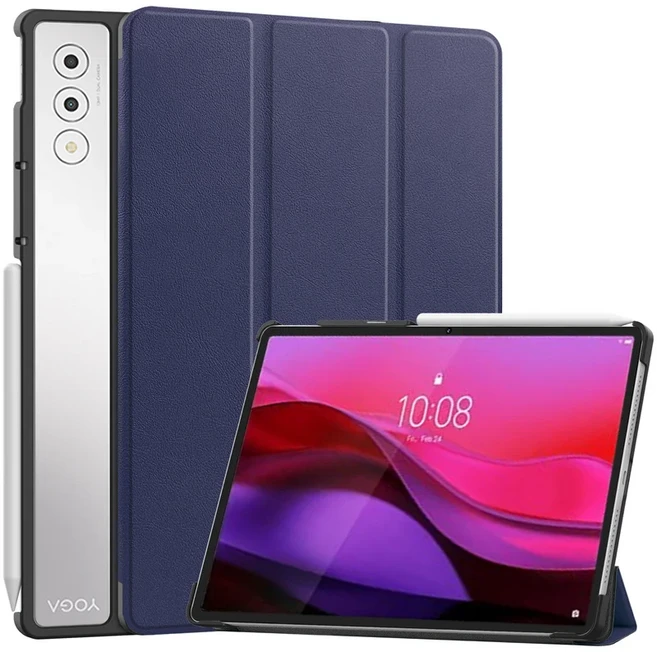 레노버 요가 탭 플러스 TB520FU 케이스 용 패드 프로 12.7 Coque Funda 인치 삼중 가죽 하드 스탠드 커버, 02 YogaTab Plus TB520FU, 08 dark blue