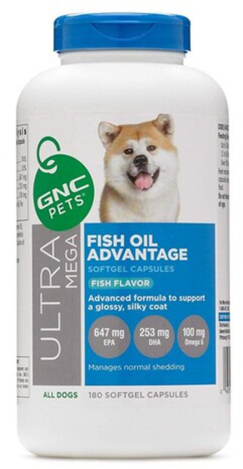 GNC 펫 강아지용 울트라 메가 피쉬 오일 플러스 180캡슐 EPA DHA 오메가6, 1개