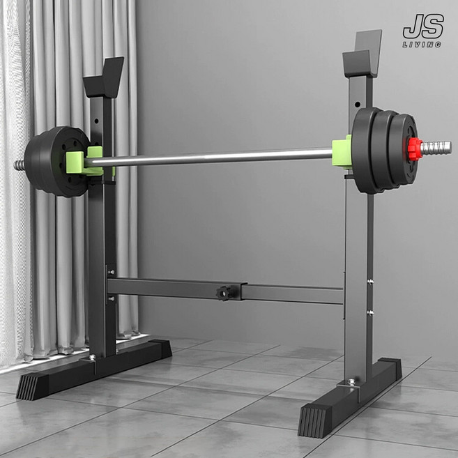 JS리빙 칼리번 바벨 거치대 높이조절 너비조절 홈트레이닝 역기 아령 정리대 다이어트 근육 운동 기구 블랙 바벨랙 아령 덤벨 원판 보관 바벨다이 @JSLV-0665412ADFDSAD