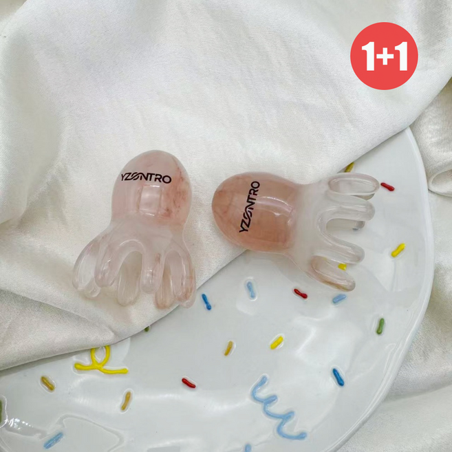 Yzontro 문어머리 마사지기 두피 스크래핑 1+1, 호박색, 1세트