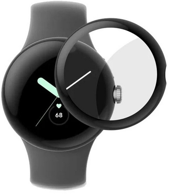 Google Pixel Watch 4 專用 軟膜 全螢幕 保護貼 41mm 45mm, 1個, 黑框軟膜