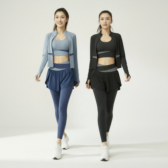 프리마 여성 요가복 세트 레깅스 상하의 3종 패드내장 하이웨스트 힙커버 필라테스 헬스 운동복