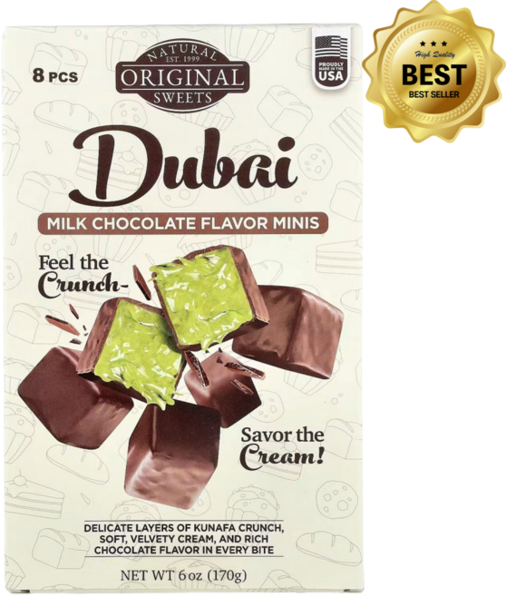 오리지날 내추럴 스위츠 두바이 밀크 초콜릿 미니 170g 피스타치오 쿠나파 함유 / 해외직구 미국정품, 8개