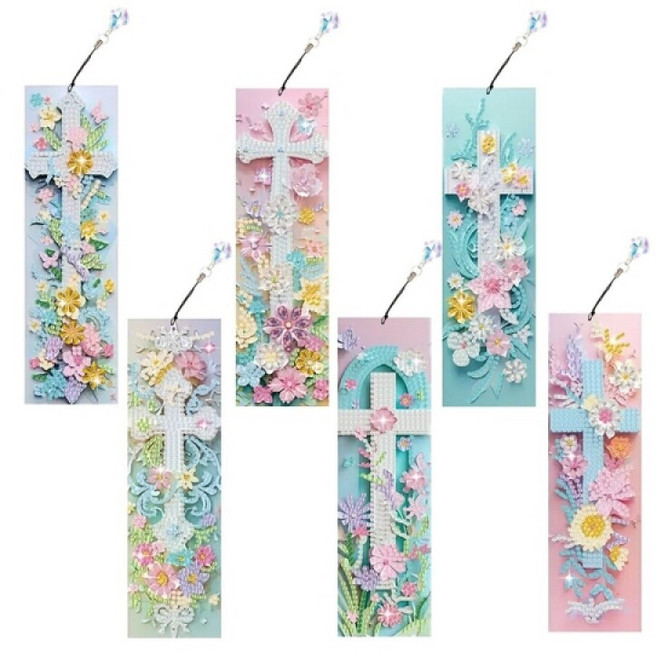 DIY 보석십자수/파스텔 십자가 북마크(책갈피) 랜덤1개