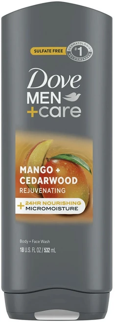 도브 멘+케어 리쥬브네이팅 바디 + 페이스 워시 망고 + 시더우드, 1개, 532ml - 쿠팡