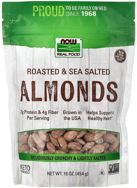 NOW Foods Real Food 구운 아몬드 바다 소금 첨가 16 oz (454 g) 1팩, 1개 - 쿠팡
