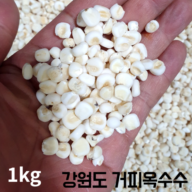 국산 100% 강원도 옥수수 범벅 거피옥수수 쌀 알 갱이 강냉이 알알이 찰 산지직송 껍질 깐 제거 벗긴 미백 흑미 흑찰 무첨가 1키로 1kg, 거피옥수수 쌀 1kg(미백)