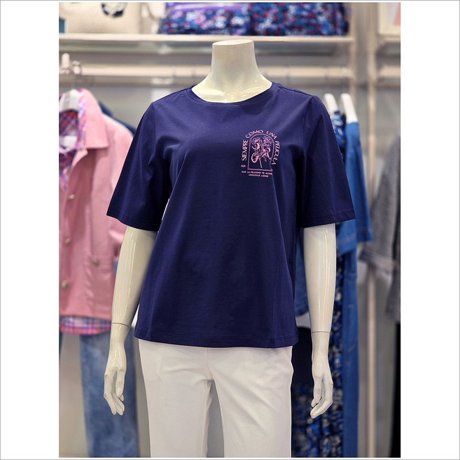 크로커다일레이디 원포인트 라운드 면 티셔츠 CLEMTS906