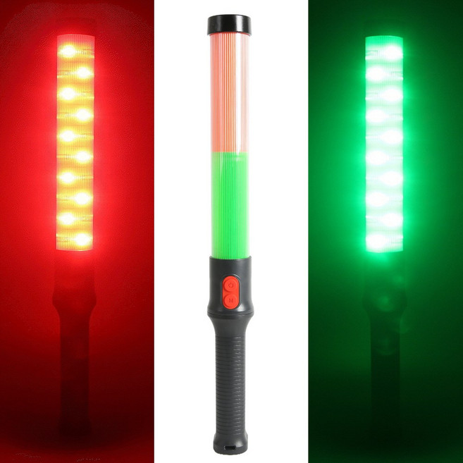 제품 하나로 2컬러가 필요할 때 도로교통 전문가용 낮에도 잘 보이는 강력한 충전식 경광봉 레드&그린 무상A/S 1년, 1개, 레드그린