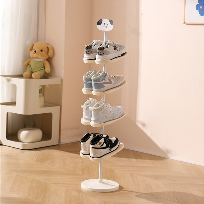귀여운 어린이 신발장 대형 신발장 어린이 신발 전용 수납장 4단 5단 신발장 흡착판으로 고정 ﻿, 작은 흰 개 4층, 1개