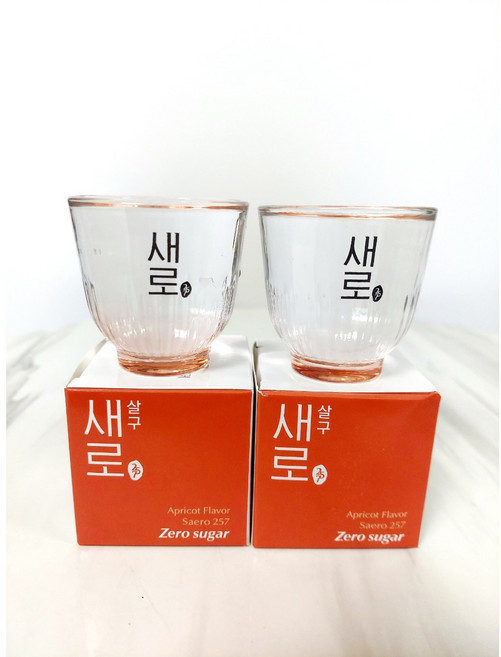 1+1 새로 소주잔 살구 컬러빗살잔 60ml 제로슈거 전용, 2개