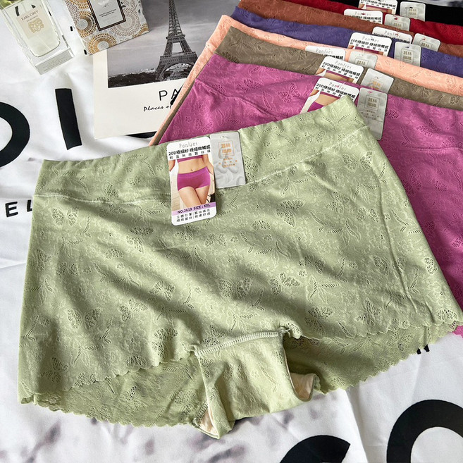 原家·良品 高腰無痕蕾絲平口內褲 M-3XL 蠶絲底褲 親膚舒適包覆提臀多色可選, 淺綠