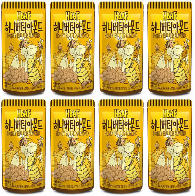 HBAF 바프 허니버터아몬드, 40g, 8개