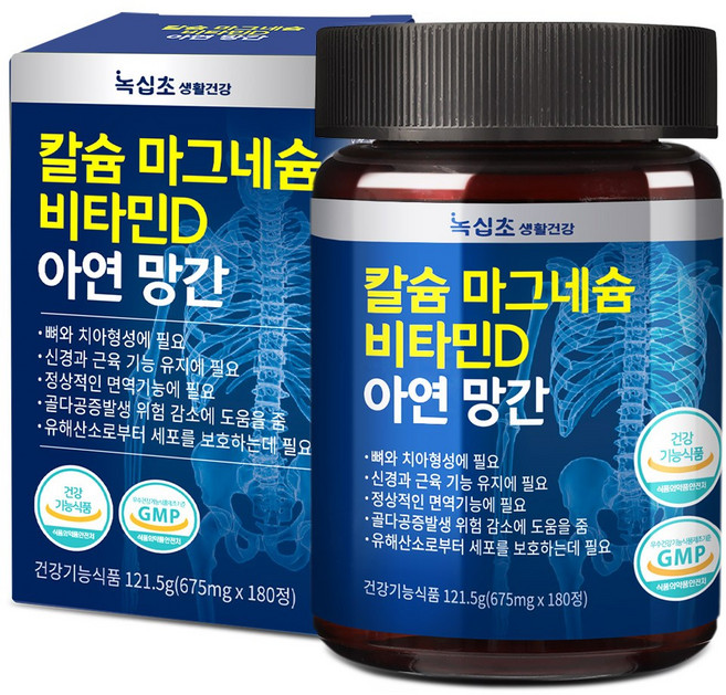 [녹십초] 칼슘 마그네슘 비타민D 아연 망간 해조칼슘, 1개, 180정