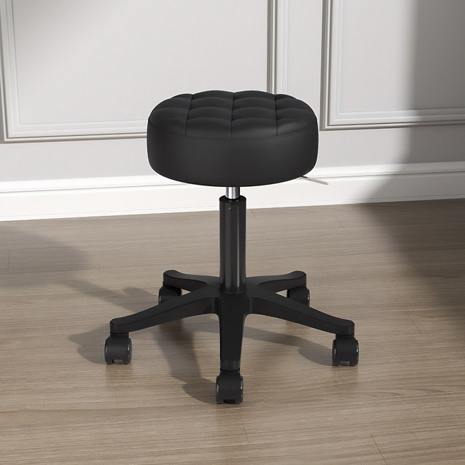 공간녹백 미용 의자 원형 스툴 작업 보조 스톨 등받이없는, 검정, 1개