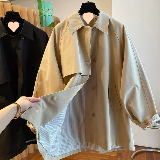 휠렉스 여성 트렌치 숏자켓 케이프 자켓 루즈핏 봄 간절기 아우터 JT409