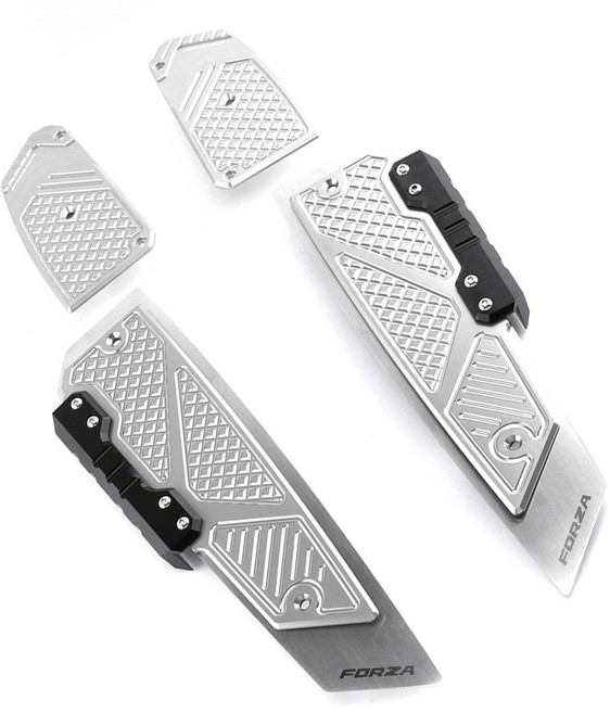 오더봇 혼다 포르자 350 forza 300 알루미늄 튜닝 발판 미끄럼 방지 튜닝 18년식 이상, 실버+실버, 1세트