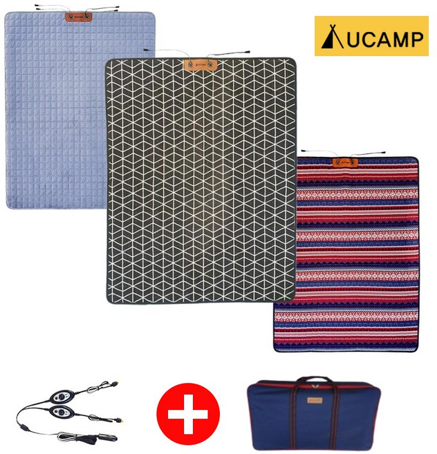 유캠프 DC 12V 전기매트 스마트 탄소 온열 매트 차박 캠핑 차량용 전기장판, 진그레이, 2인용 세트(매트+가방)