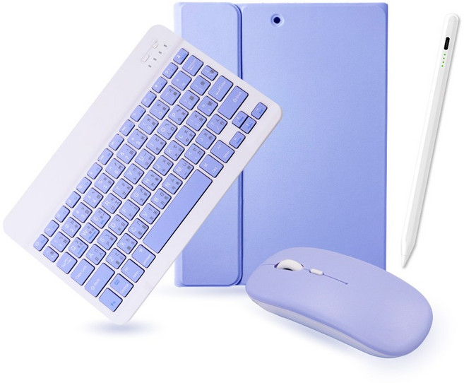 DTAudio聆翔 輕巧雙模無線鍵盤保護套 穩固磁吸/剪刀腳設計, 晨霧紫+觸控筆,11吋 iPad Pro 第1-4代