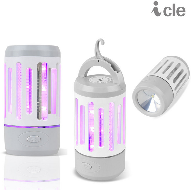 Icle 2in1 USB충전 손전등+랜턴겸용 LED 해충퇴치기포충기 캠핑해충퇴치기 모기퇴치기 모기트랩, 단품