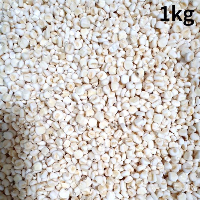 산지직송 강원도 국산 무첨가 홍천 거피 옥수수 알 범벅 쌀 강냉이 알갱이 찰 말린 껍질제거 껍질깐 흑찰 미백 찰옥수수 1키로 1kg, 거피옥수수 1kg(미백)