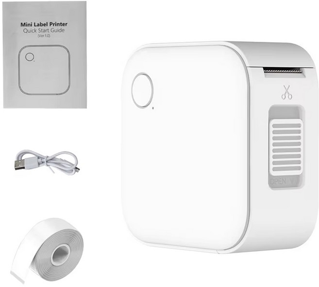 미니 휴대용 프린터 라벨 메이커 기계 소형 템플릿 및 방수 가정/학교/주방용 스마트 앱, White
